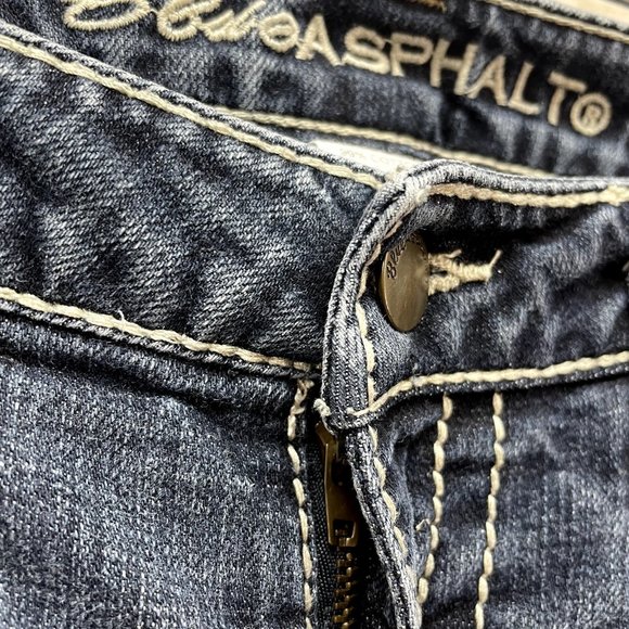 Y2K 2000s Low Rise Bootcut Flare Jeans Womens 6 27 Dark Wash Contrast Stitching - Picture 4 of 9